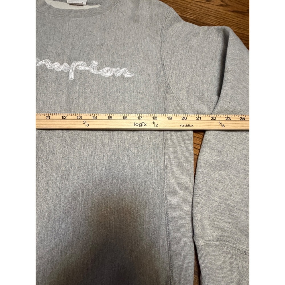 Champion Reverse Weave Sweatshirt Gray Script Logo Pullover Mens Small S - Picture 3 of 6